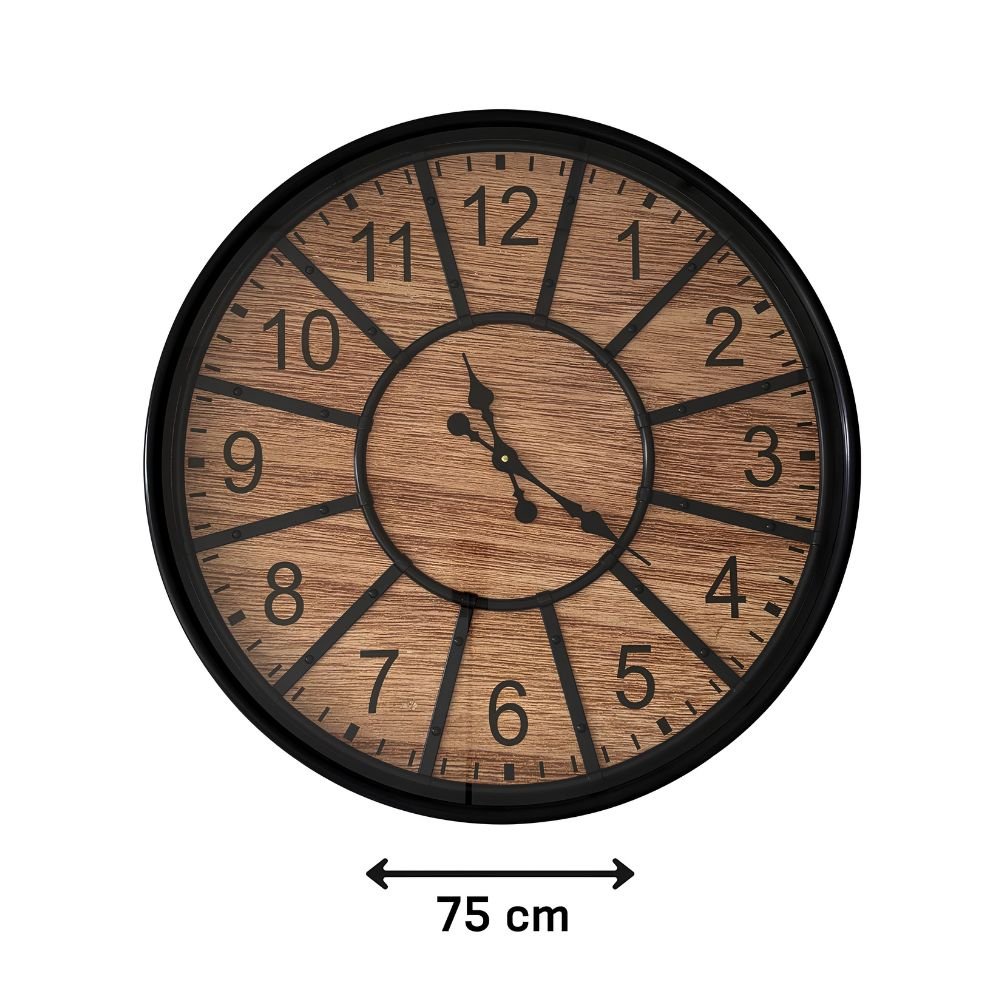 RELOJ PARED 75C MADERA INT.MARCO NEGRO 251030-B