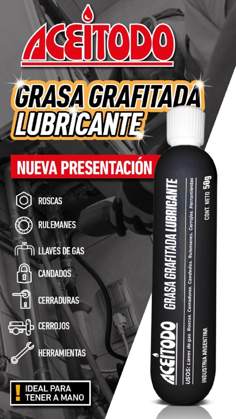 GRASA GRAFITADA LUBRICANTE ACEITODO POMO 50GR