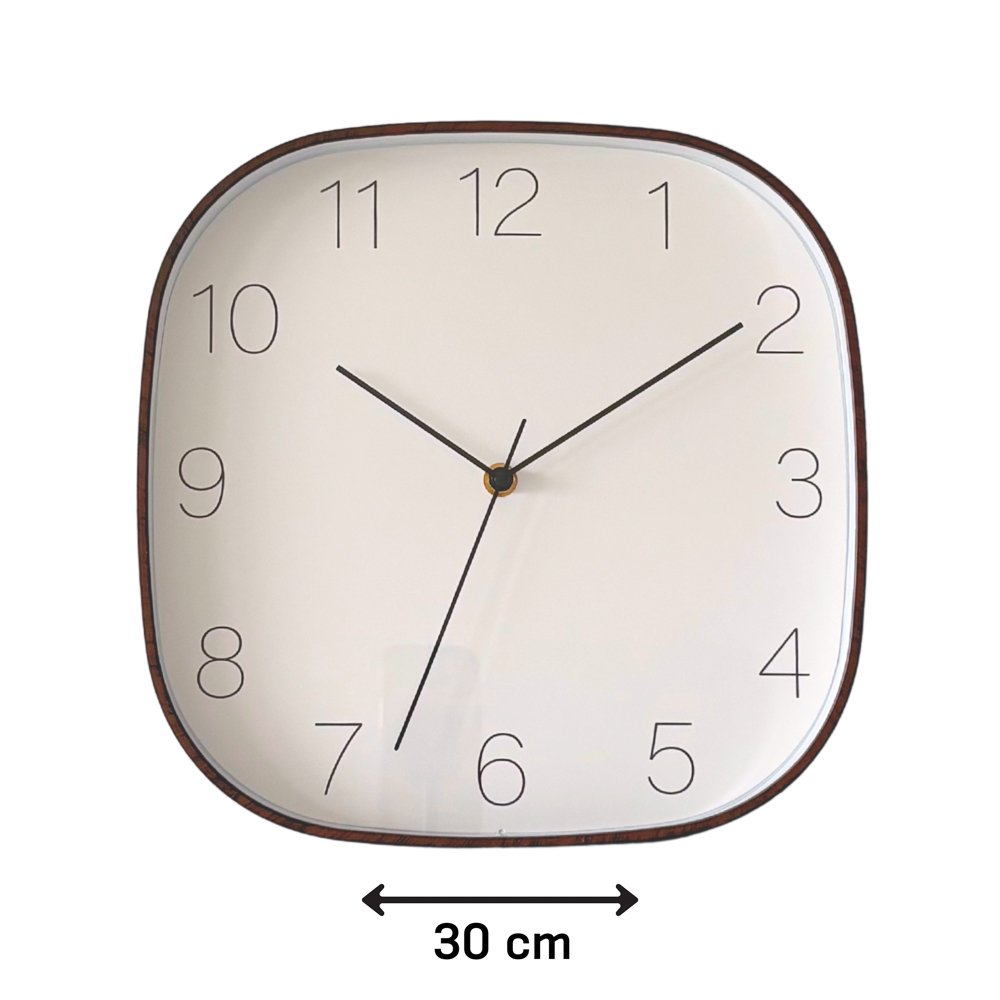 RELOJ PARED CUAD.30C MARCO MADERA OSCURA 251051-B