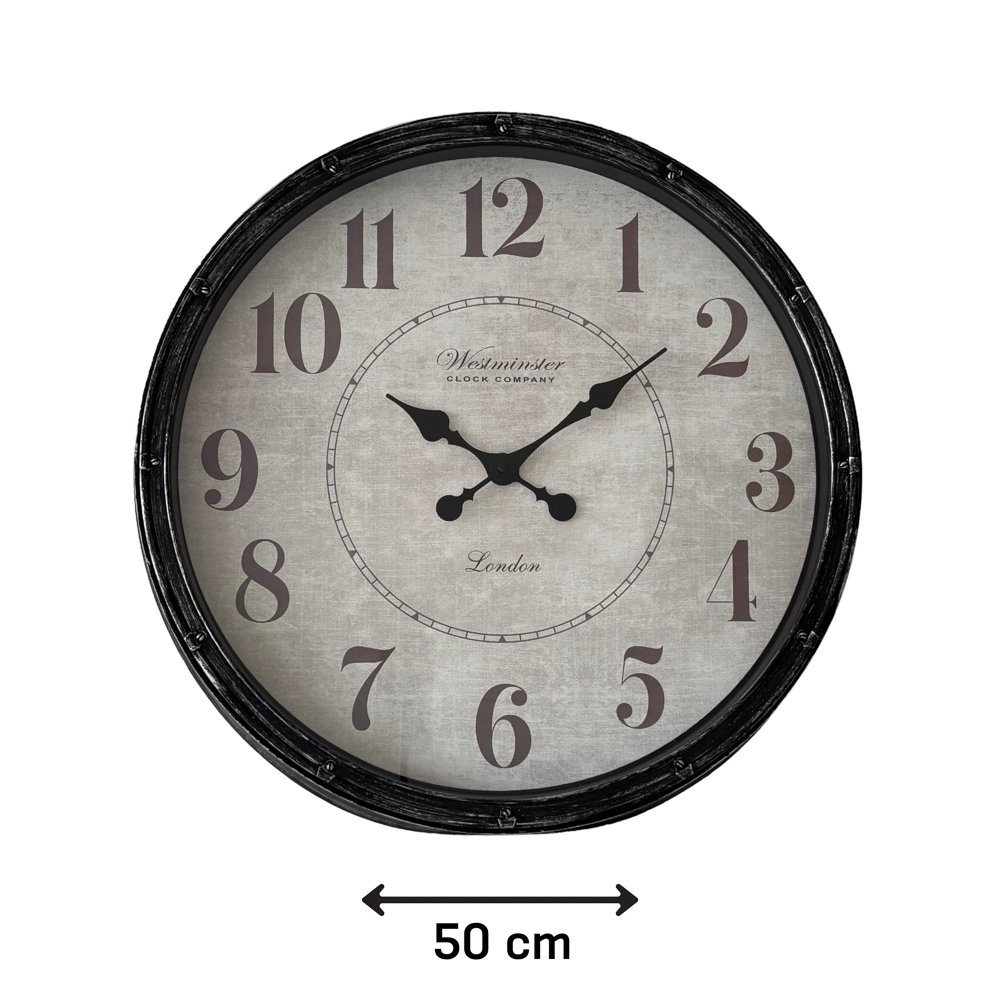 RELOJ PARED 50C WESTMINSTER PLATA ANTIGUA 251038-A