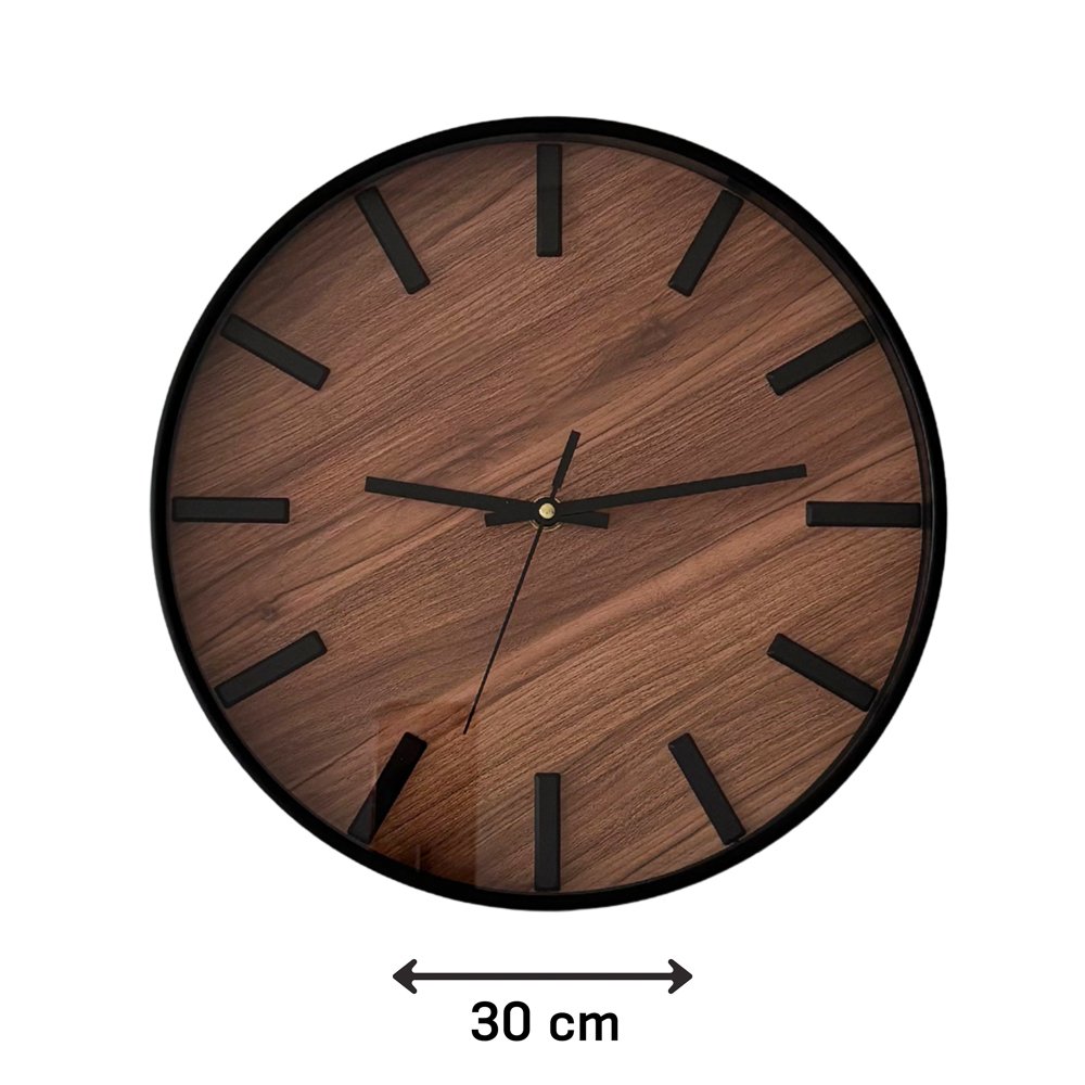 RELOJ PARED 30C MADERA OSCURA MCO.NEGRO 251052-B