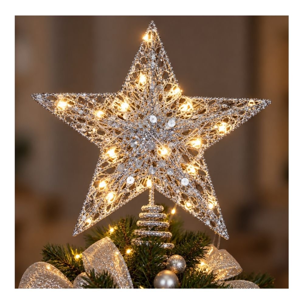 PUNTAL 26C NAVIDAD ESTRELLA LED PLATA USB 261107-B