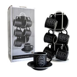 JGO.TAZA C/PLATO X6 EXHIB.ALAMBRE NEGRO 251321-B