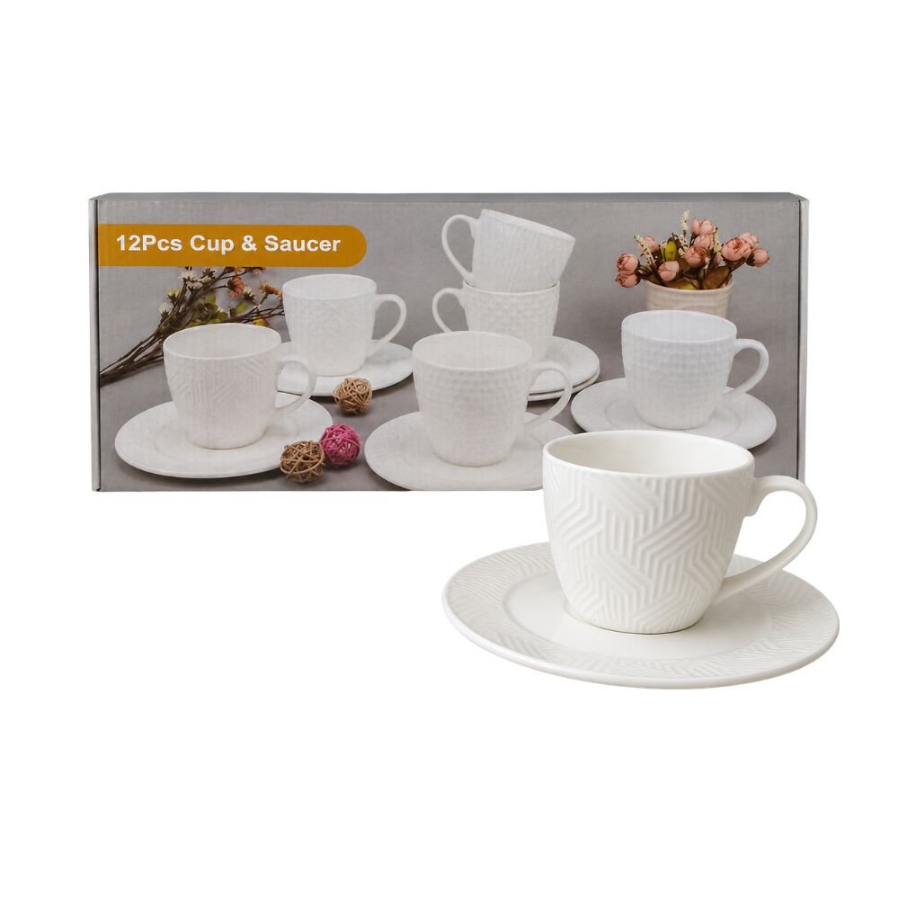 JGO.X6 TAZA C/PLATO CER.LABRADA BLANCA CJ.251344