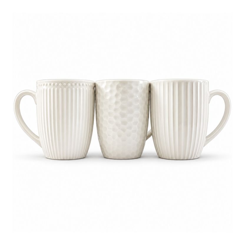 JARRO MUG 11C FACETADO CRAQUELADO BLANCO 261431-B