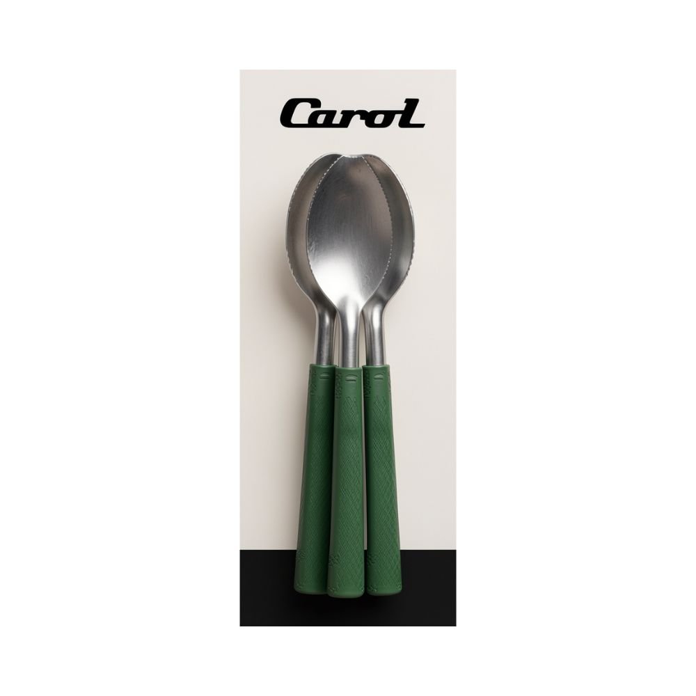 CUCHARA M.CAROL X3 MGO.TEXTURADO VERDE