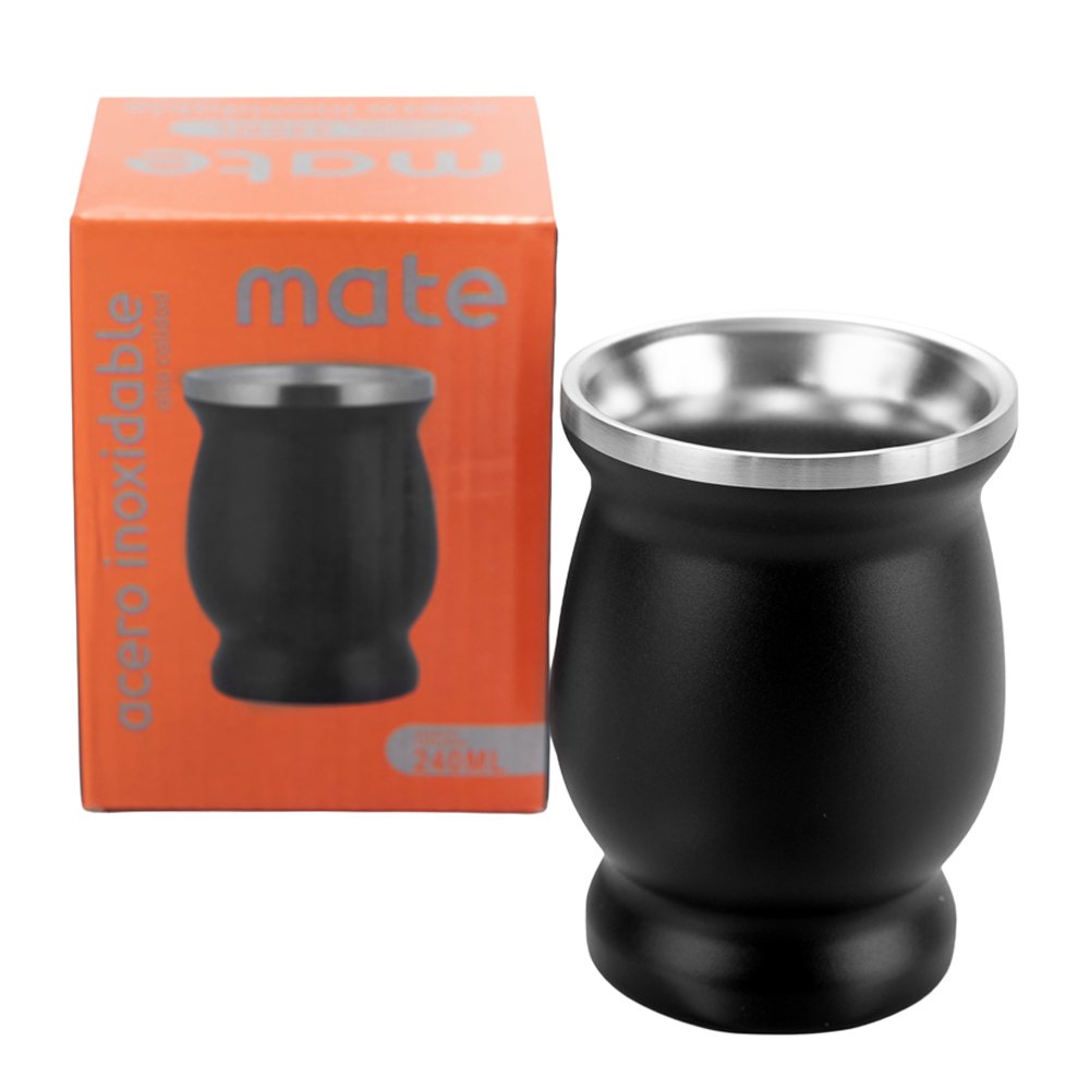 MATE ACERO TERMICO COPA NEGRO 240ML 243161A