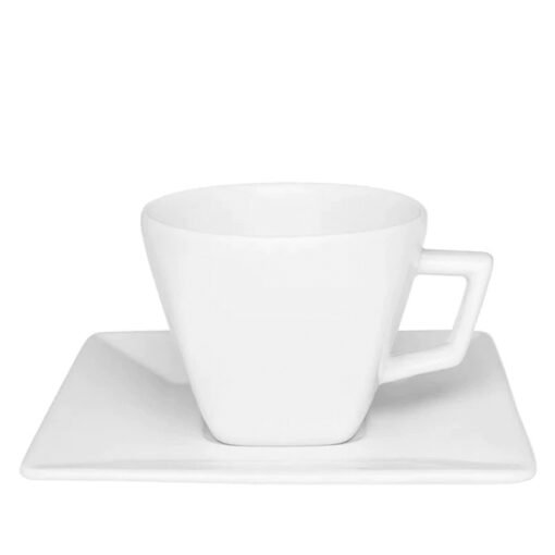 TAZA TE 200CC C/PLATO CUADRADO BLANCO OXFORD