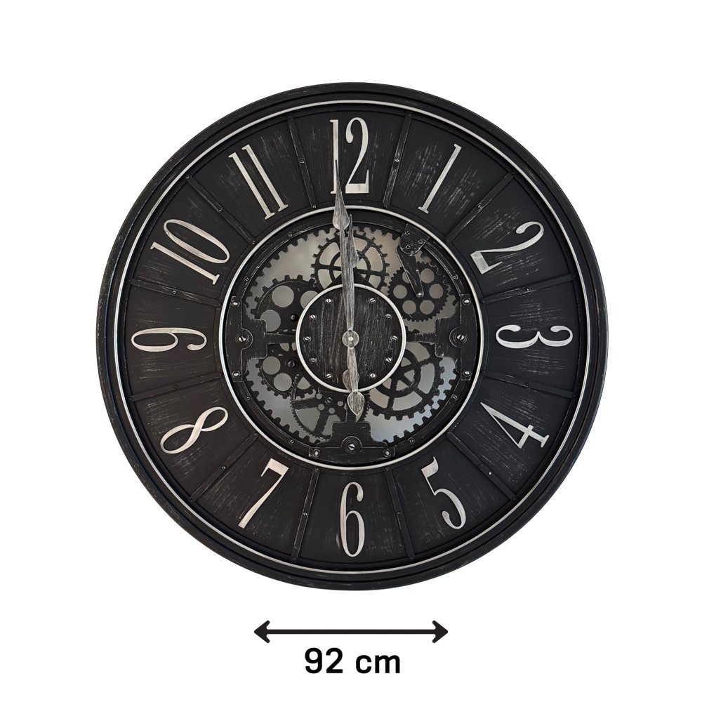 RELOJ PARED 92C NEGRO 12 Nº PLATEADOS 251057-A