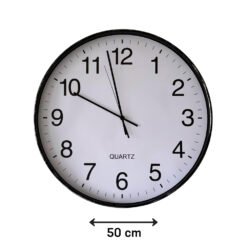 RELOJ PARED 50C DESGASTADO PLATEADO NEGRO 251029-A