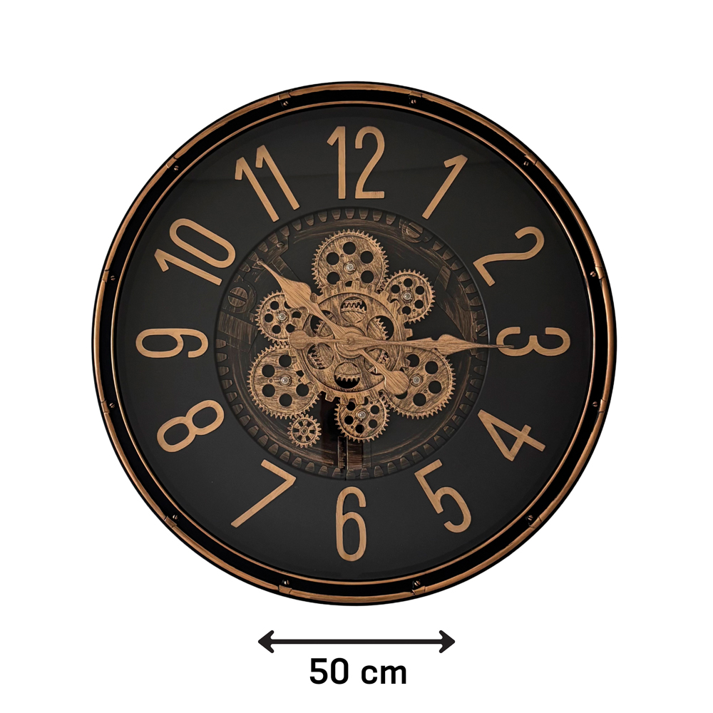 RELOJ PARED 50C ENGRANJE VISIBLE NEGRO 251053-B
