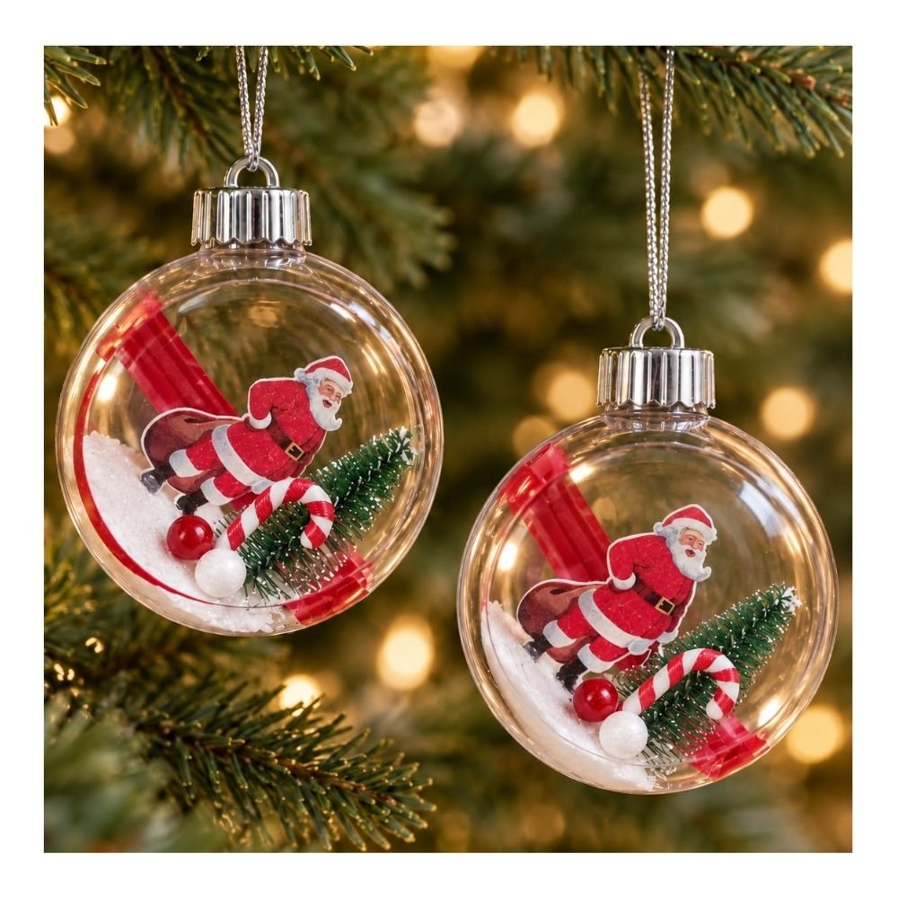 BOCHA NAVIDAD 8C PAPA NOEL C/BAST.TRANSP.X2 261055