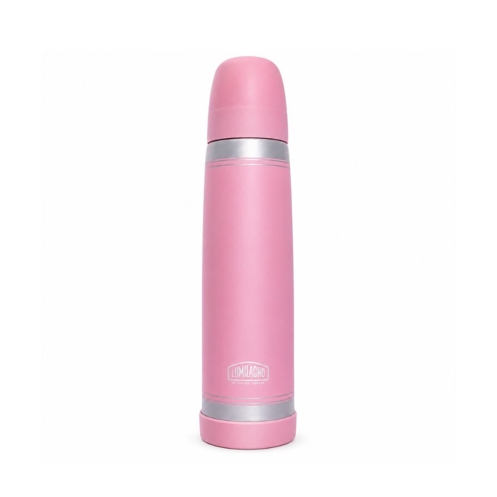 TERMO ACERO LUMINOX ROSA PASTEL 1LT LUMILAGRO CAJA