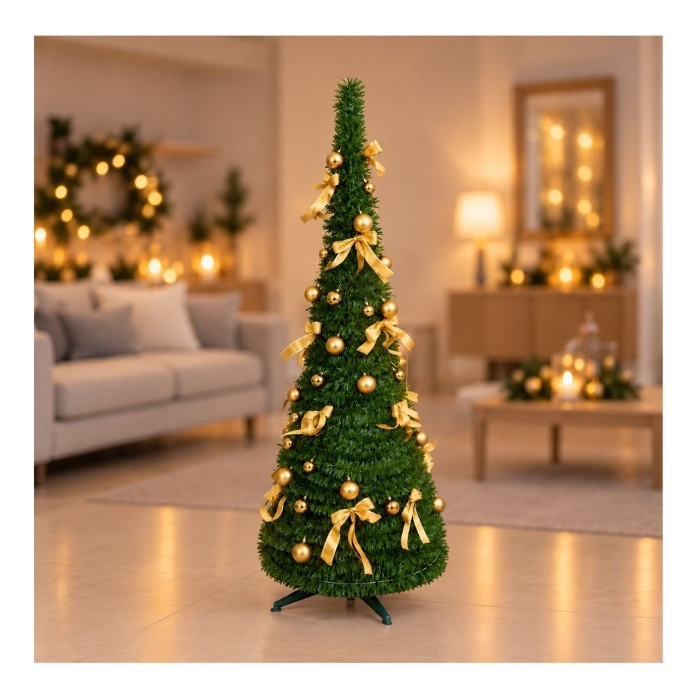 ARBOL NAVIDAD MAGICO 1.50M B.Y MOÑO DORAD.261067-B