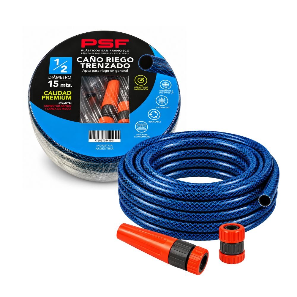 MANGUERA TRENZ.AZUL C/ACC.P/RIEGO 1/2" 15MTS