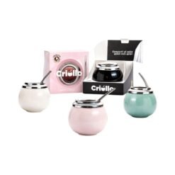 MATE CERAMICA CRIOLLO C/BOMB.METAL