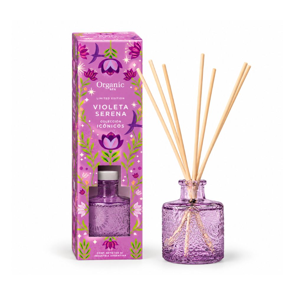 DIFUSOR C/VARILLA ORGANIC SPA ICONICO VIOLETA 100M