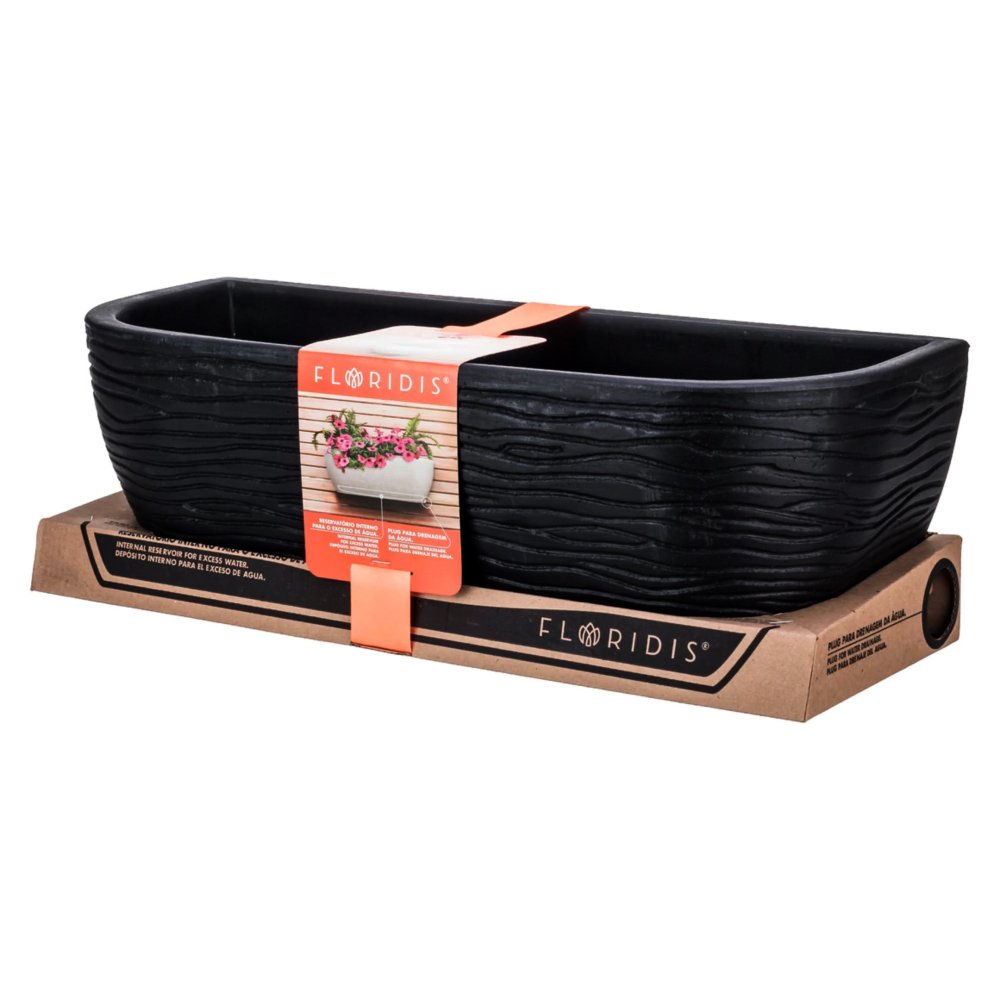 MACETA PLAST SISAL PARED 46C NEGRO C/PLATO