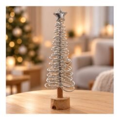 ARBOL NAVIDAD 45C ALAMBRE PLATA C/BASE MAD.261106B