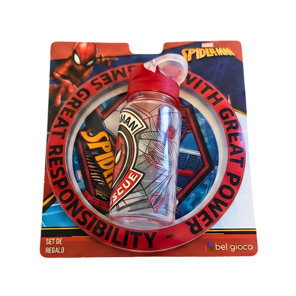 SET PLATO 25C + BOTELLA FLIP SPIDERMAN