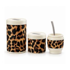 SET MATERO ECO CUERO C/BOMB.VAC.ANIMAL PRINT HUESO