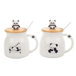 JARRO MUG PANDA TAPA BAMBOO C/CUCHAR.400ML 251276