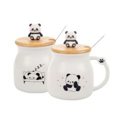 JARRO MUG PANDA TAPA BAMBOO C/CUCHAR.400ML 251276