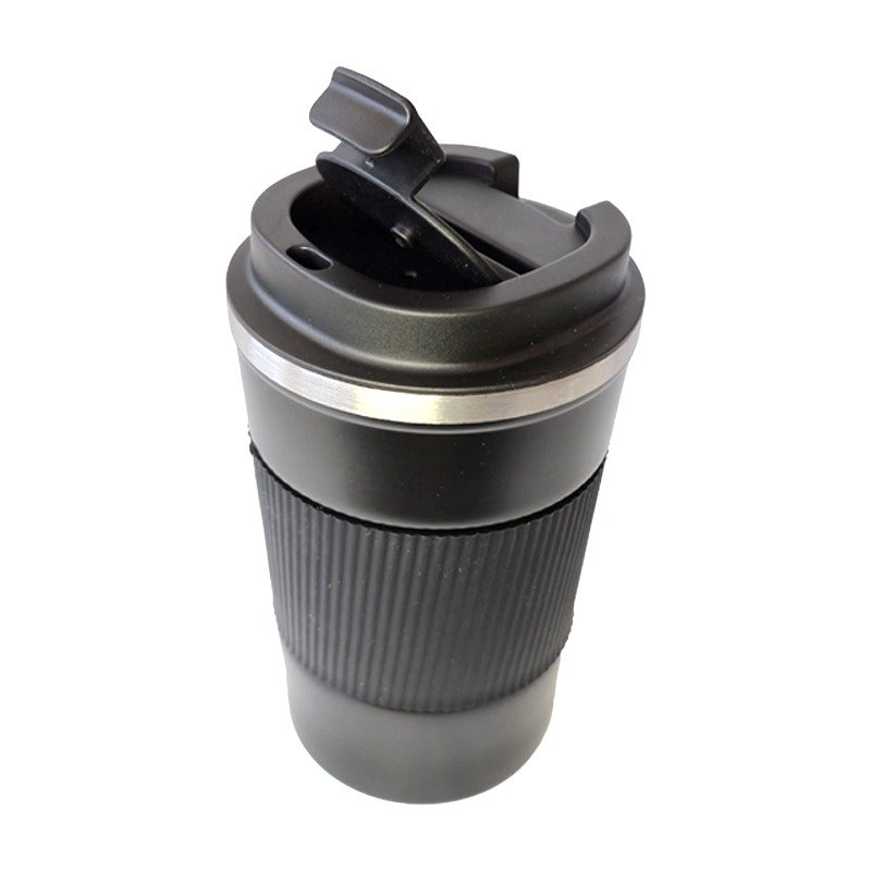 VASO AC.TERMICO NEGRO FAJA SILICONA 350ML 243162