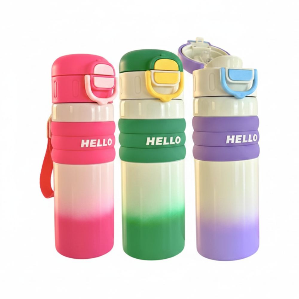 BOTELLA AC.BANDA SILIC.HELLO BICOLOR 520ML 243209