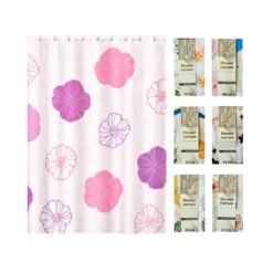CORTINA BAÑO PVC SIMPLE 180X180C 12 GANCHOS 243458