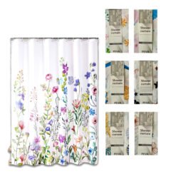 CORTINA BAÑO PVC SIMPLE 180X180C 12 GANCHOS 243458