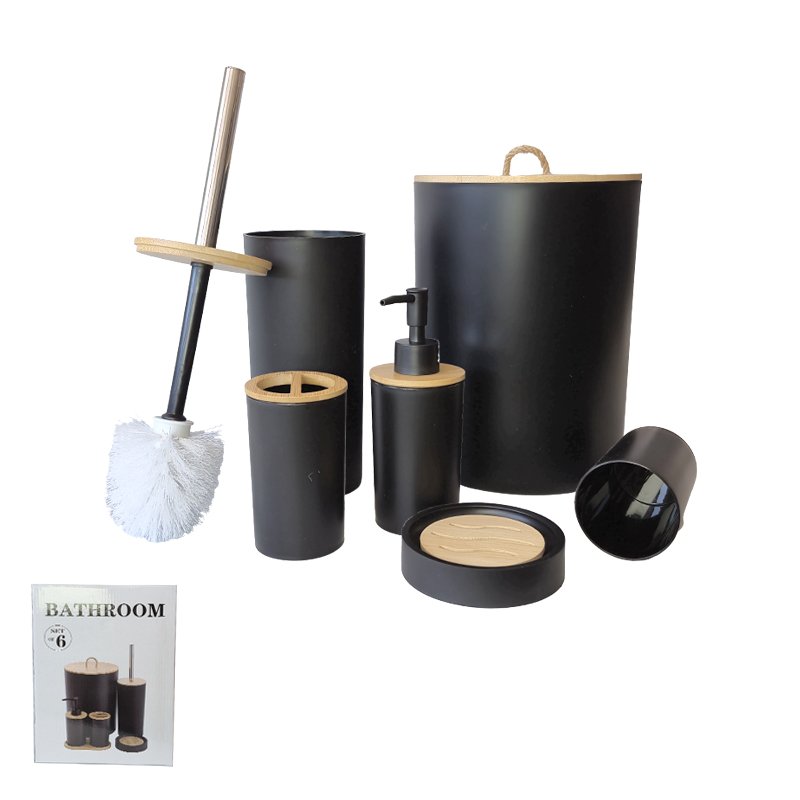 SET PLAST.6 PZ.REDONDO P/BAÑO C/BAMBOO 243488
