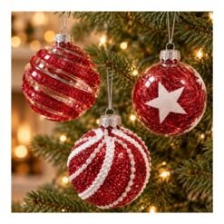 BOCHA NAVIDAD 7C TRANSP.ROJO CJA.X6 261058-D