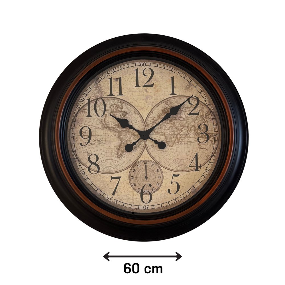 RELOJ PARED 60C MARCO S/MAD.PLANISFERIO 251066