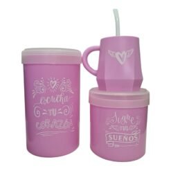 SET DESIGNE YERBA+AZUCAR+MATE+BOMB.ROSA NEW