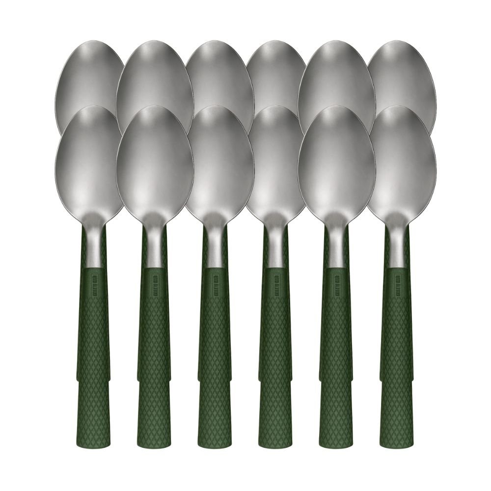 CUCHARA TE CAROL X12 MGO.TEXTURADO VERDE