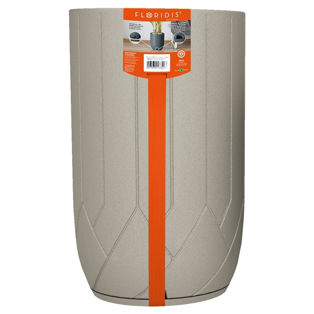 MACETA PLAST VALENCIA ARENADA 75C CEMENTO C/PLATO