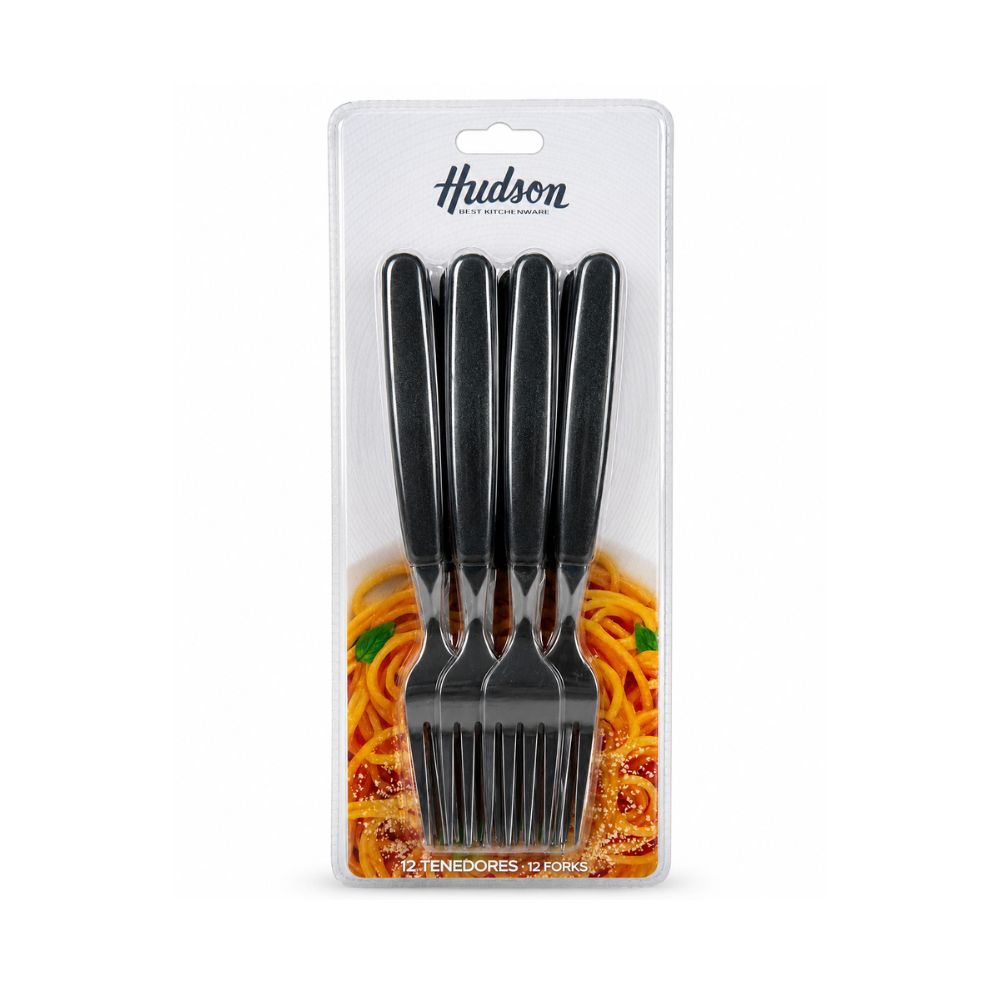 TENEDOR BASIC X12 NEGRO HUDSON
