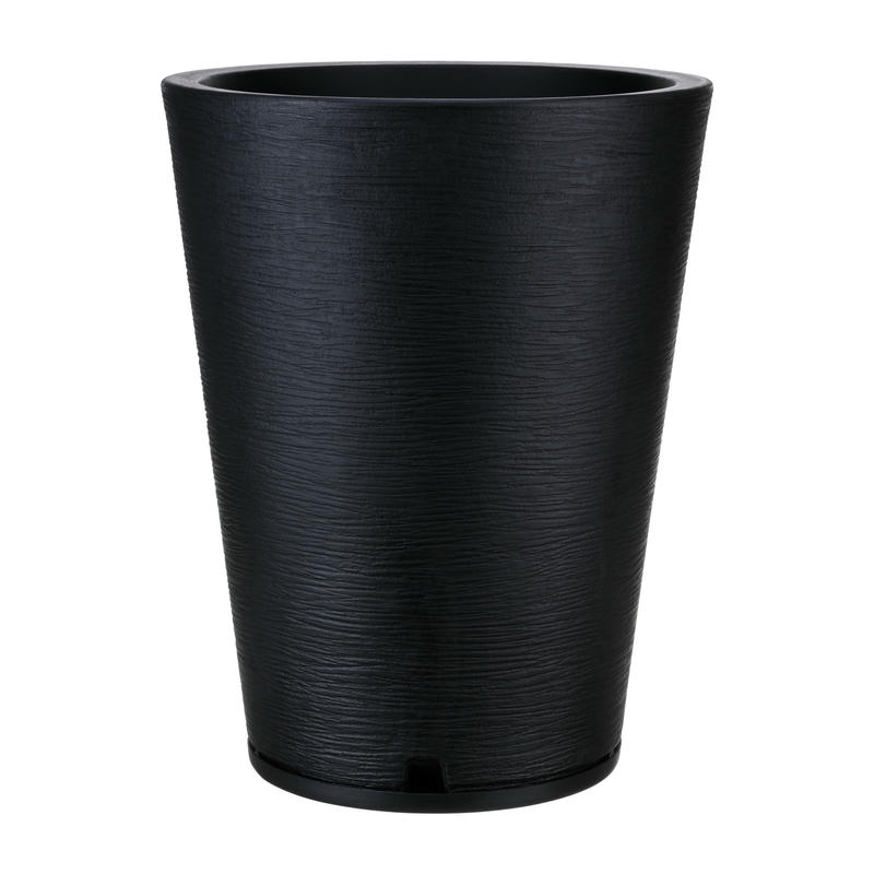 MACETA PLAST GENEBRA 57C GRAFIATO NEGRO C/PLATO