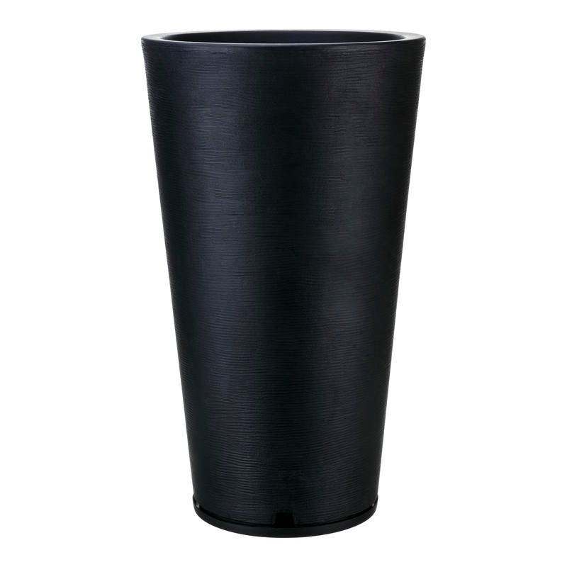 MACETA PLAST GENEBRA 80C GRAFIATO NEGRO C/PLATO