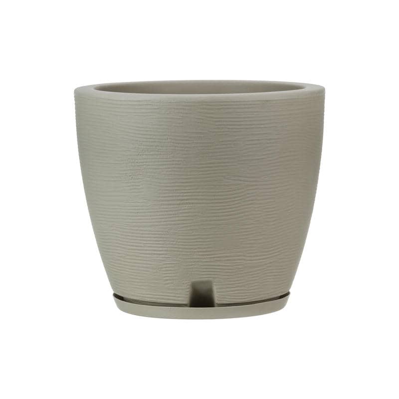MACETA PLAST AMSTERDA 28C GRAFIATO BEIGE C/PLATO