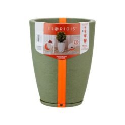 MACETA PLAST AMSTERDA 44C GRAFIATO VERDE C/PLATO