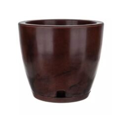 MACETA PLAST AMSTERDA 28C MARMORATO MARRON C/PLATO