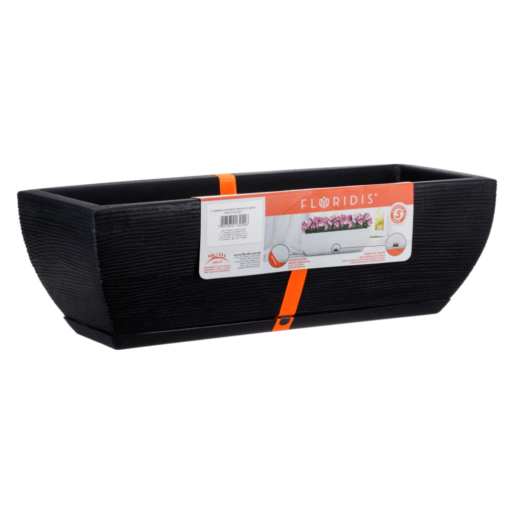 MACETA PLAST JARDINERA AMSTERDA 48C NEGRO