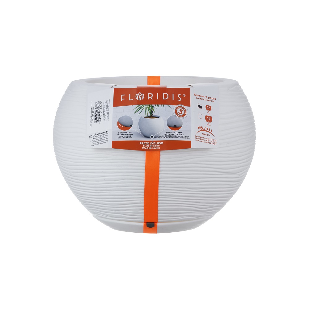 MACETA PLAST FLORENCA SISAL 24C BLANCO C/PLATO