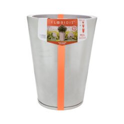 MACETA PLAST GENEBRA 57C MARMORATO BLANCO C/PLATO