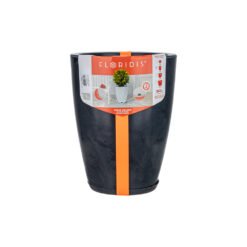 MACETA PLAST AMSTERDA 44C MARMORATO NEGRO C/PLATO