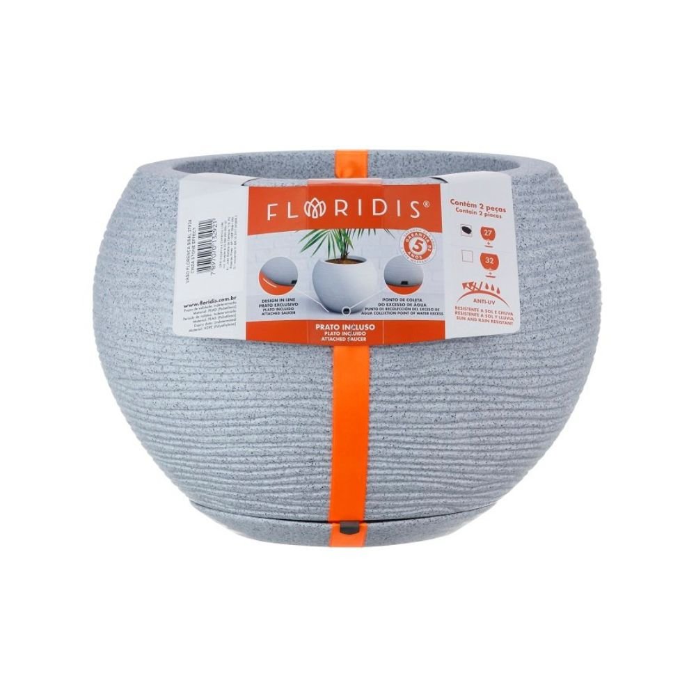 MACETA PLAST FLORENCA SISAL 19C GRIS CLAR C/PLATO