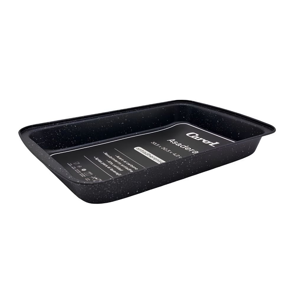 ASADERA RECT.33X22C ANT.AC.CARBONO GRANITO CAROL