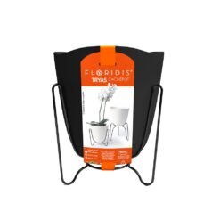 MACETA PLAST TRYAS CACHEPOT 18C NEGRO S.METAL NGO